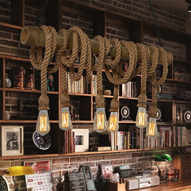 Eco-Friendly Bamboo Hanging Light with Industrial Rope Style
