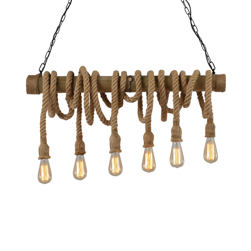 Eco-Friendly Bamboo Hanging Light with Industrial Rope Style