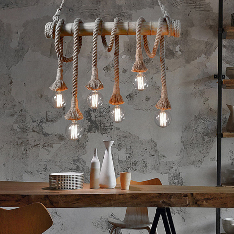 Eco-Friendly Bamboo Hanging Light with Industrial Rope Style