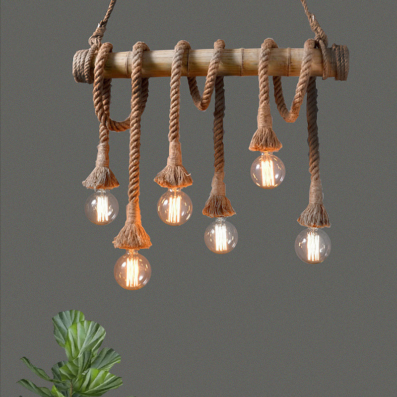 Eco-Friendly Bamboo Hanging Light with Industrial Rope Style