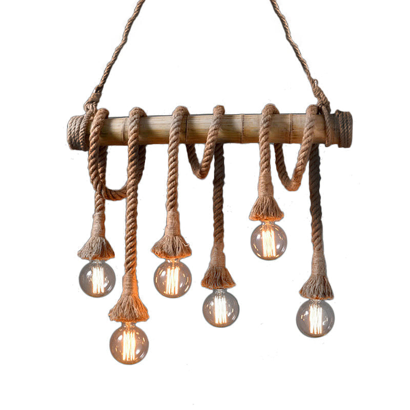 Eco-Friendly Bamboo Hanging Light with Industrial Rope Style