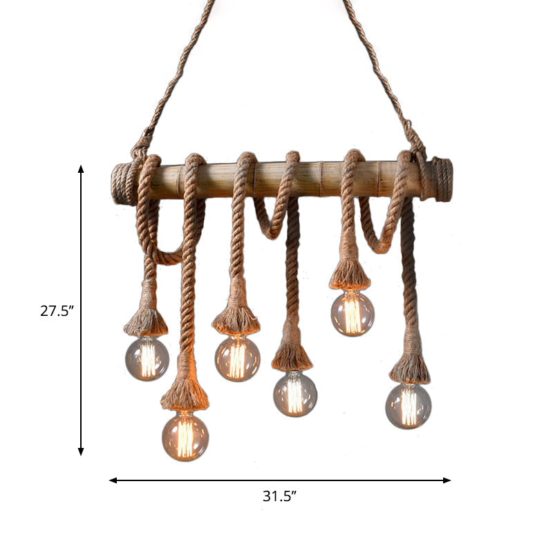 Eco-Friendly Bamboo Hanging Light with Industrial Rope Style