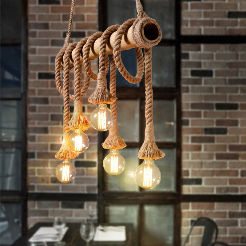 Eco-Friendly Bamboo Hanging Light with Industrial Rope Style
