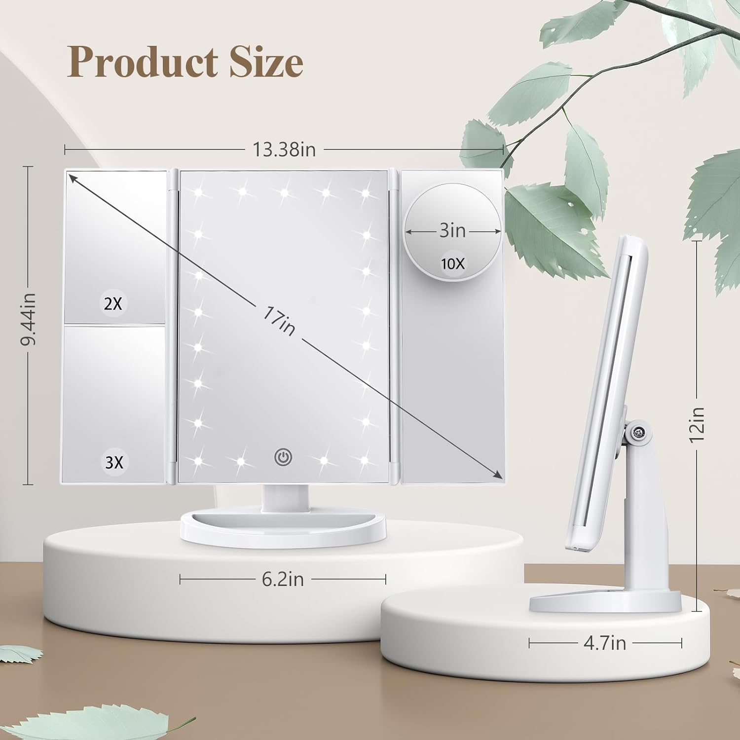 IlluminePro Tri-Fold Lighted Makeup Mirror