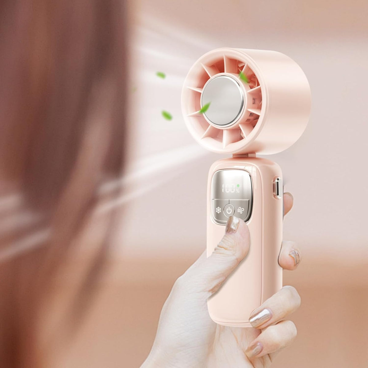 Handheld Fan with LED Screen – Portable and Foldable, 100 Speeds