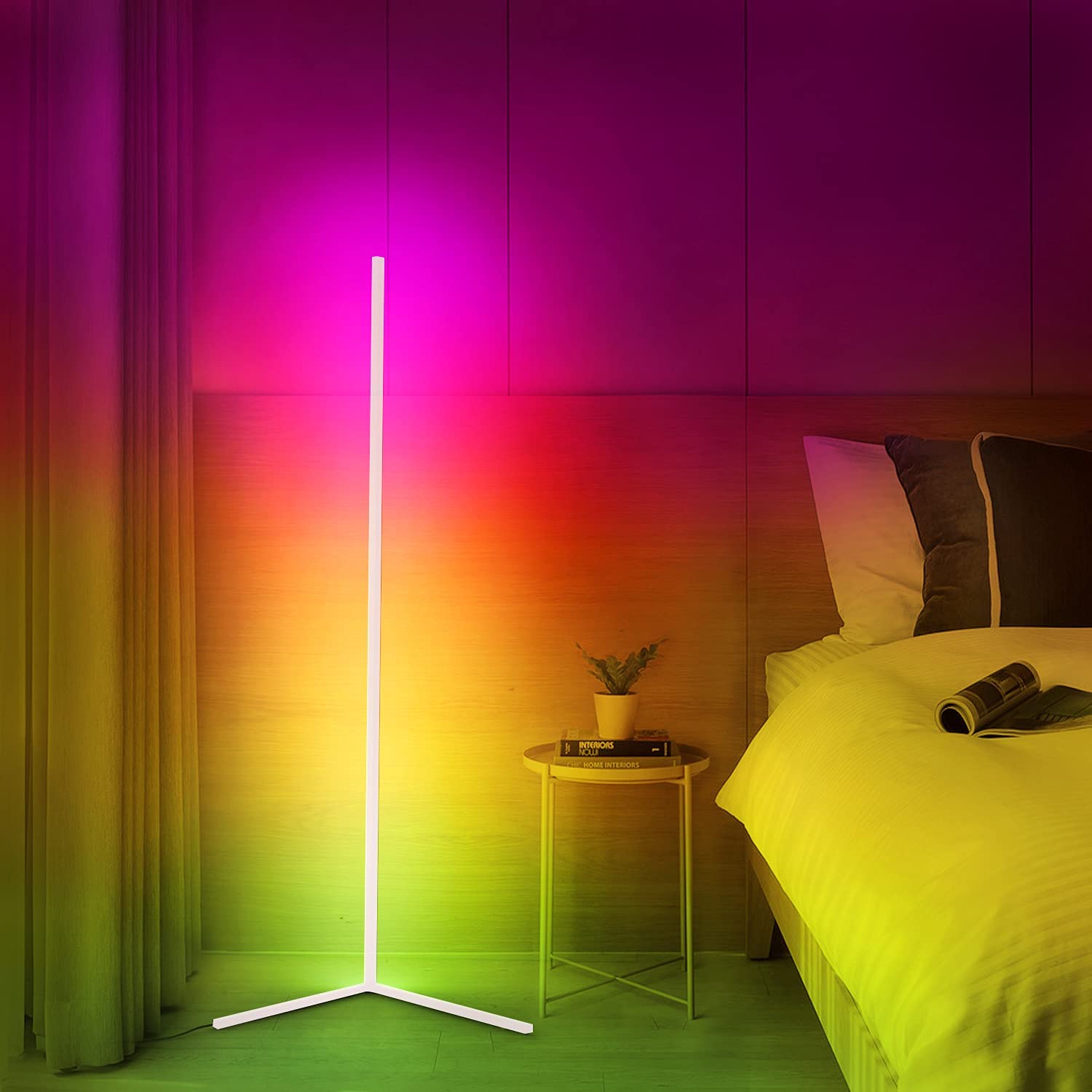 Remote-Controlled LED Corner Lamp with Modern Design