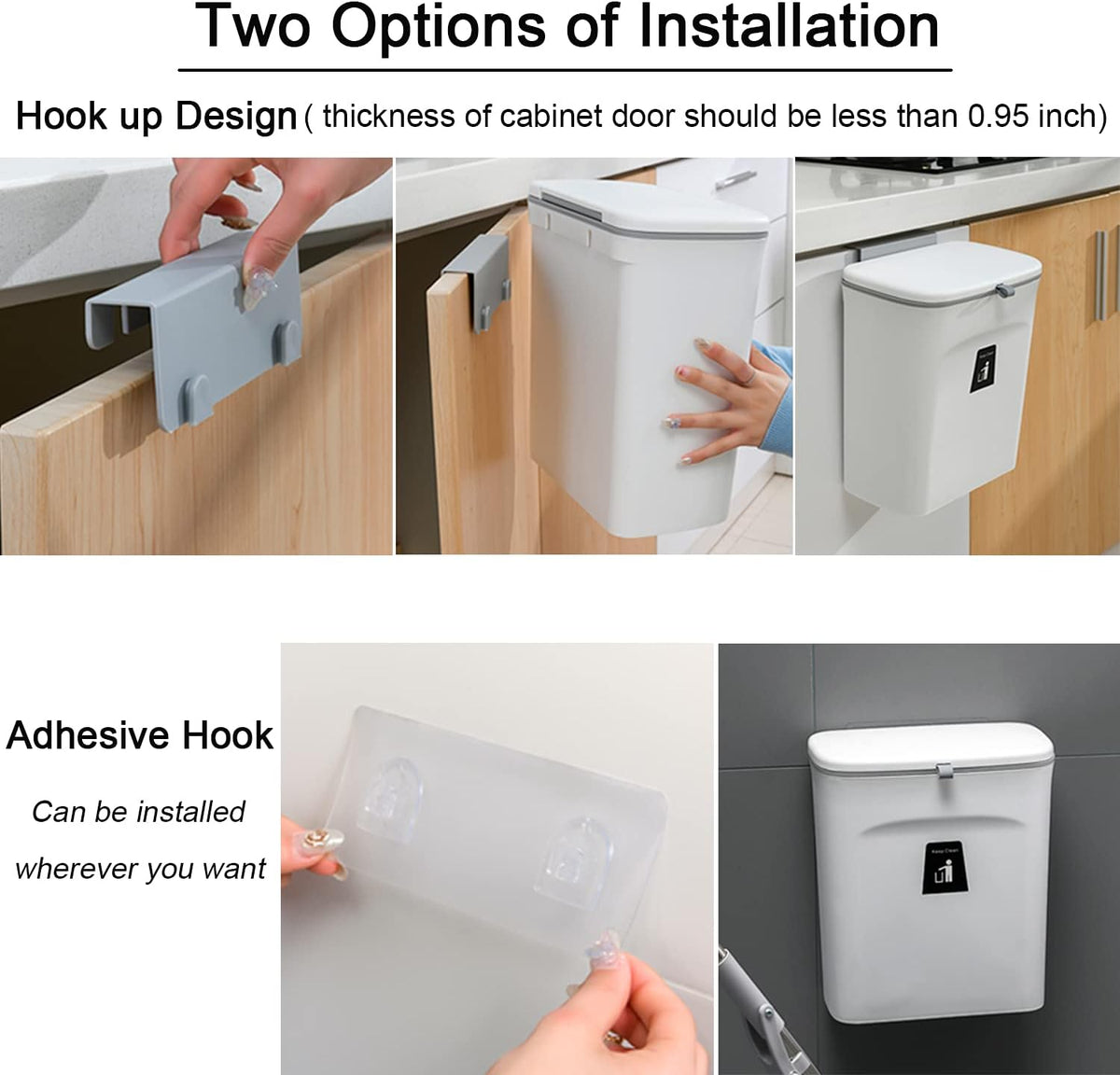 2.4-Gallon Food Waste Bin for Kitchen Counter or Sink Area