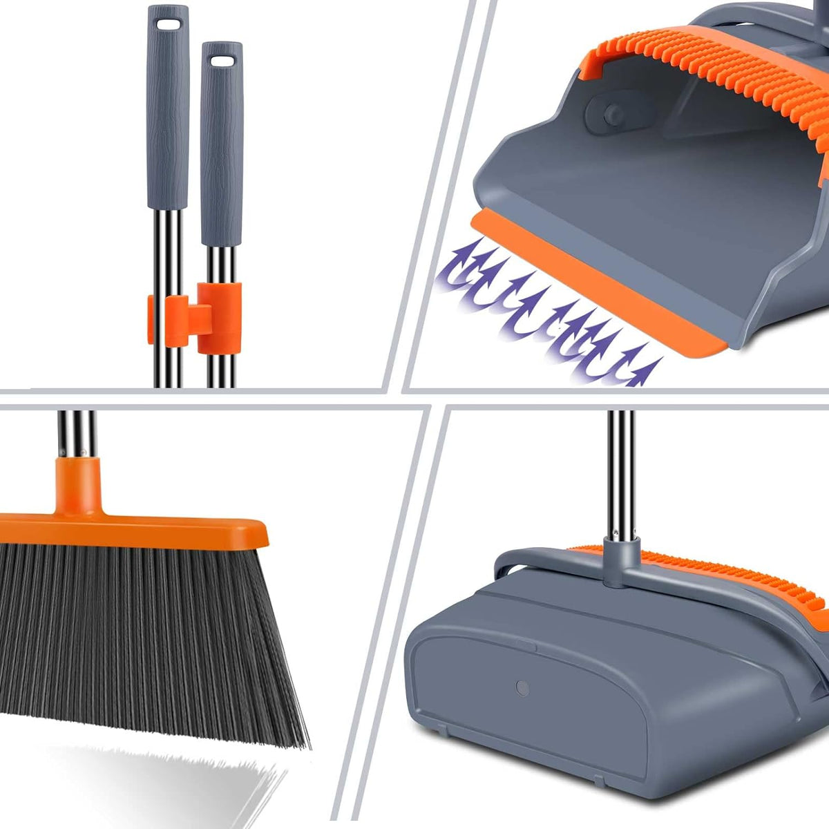 Effortless Self-Cleaning Broom and Dustpan Combination