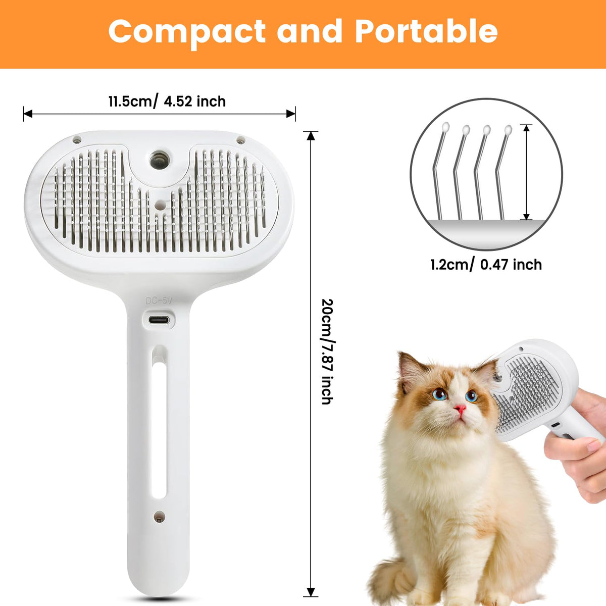 Pet Grooming Steam Brush for Cats and Dogs