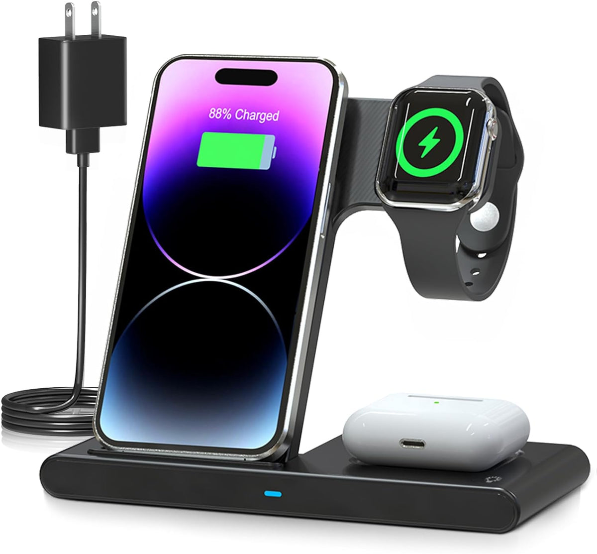 All-in-One Wireless Charging Station for iPhone, Watch & AirPods
