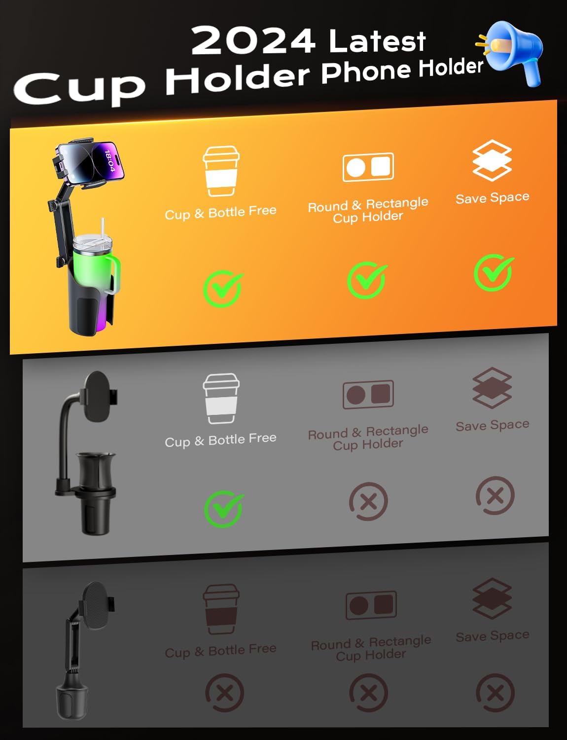 Versatile Car Cup Holder Phone Mount