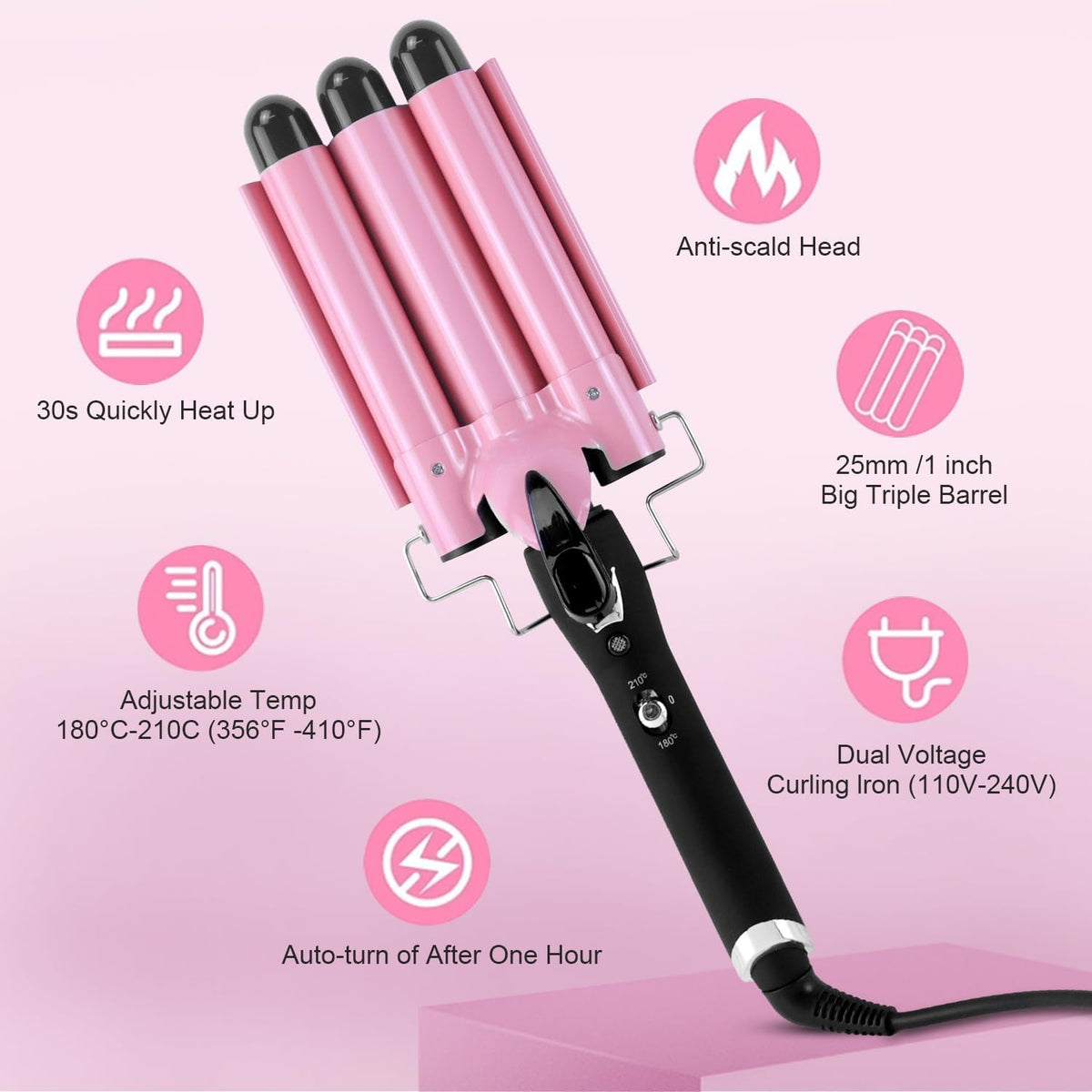 Triple Barrel Wave Maker for Effortless Curls