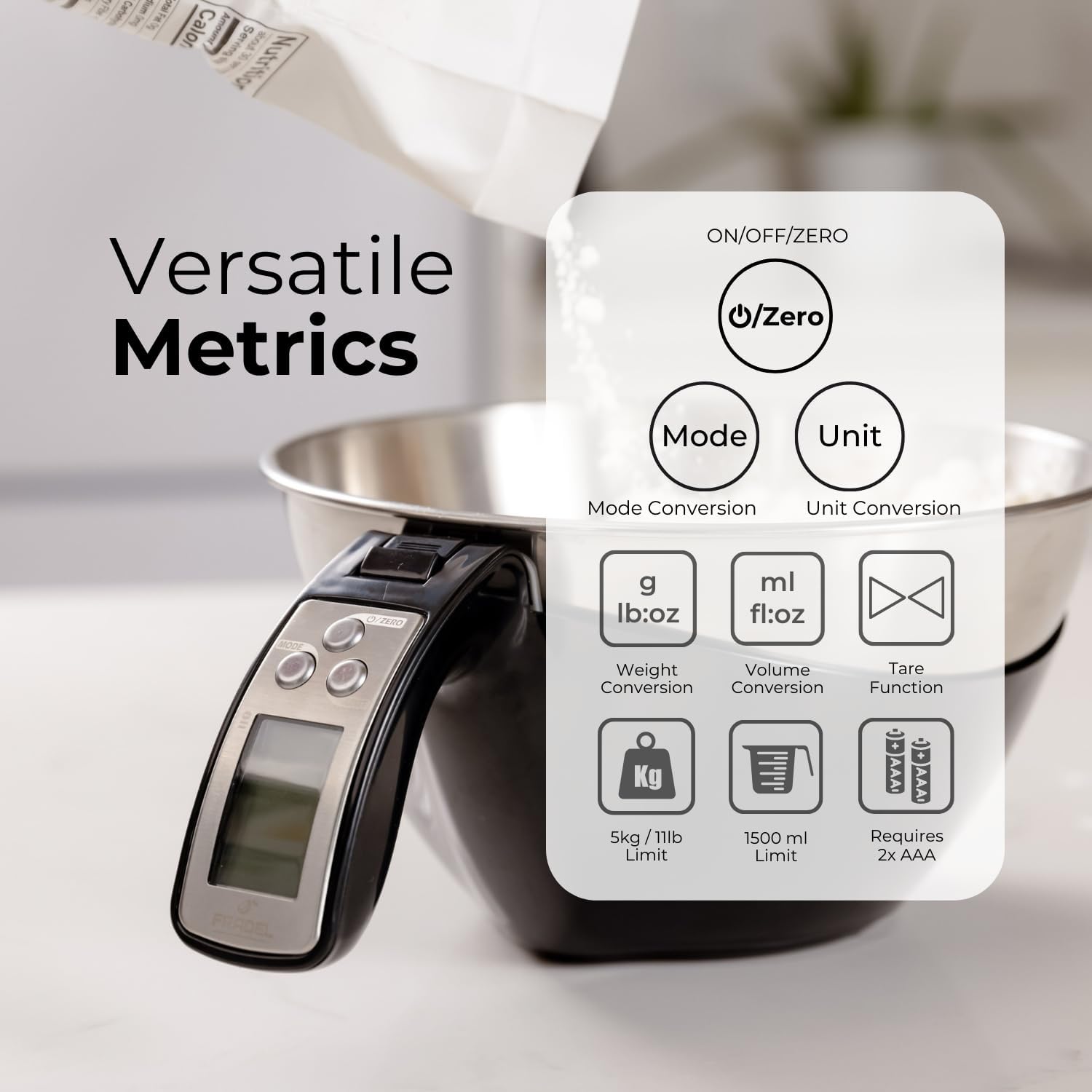 Precision Kitchen Scale with Removable Bowl