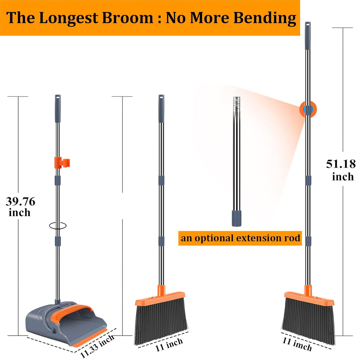 Effortless Self-Cleaning Broom and Dustpan Combination