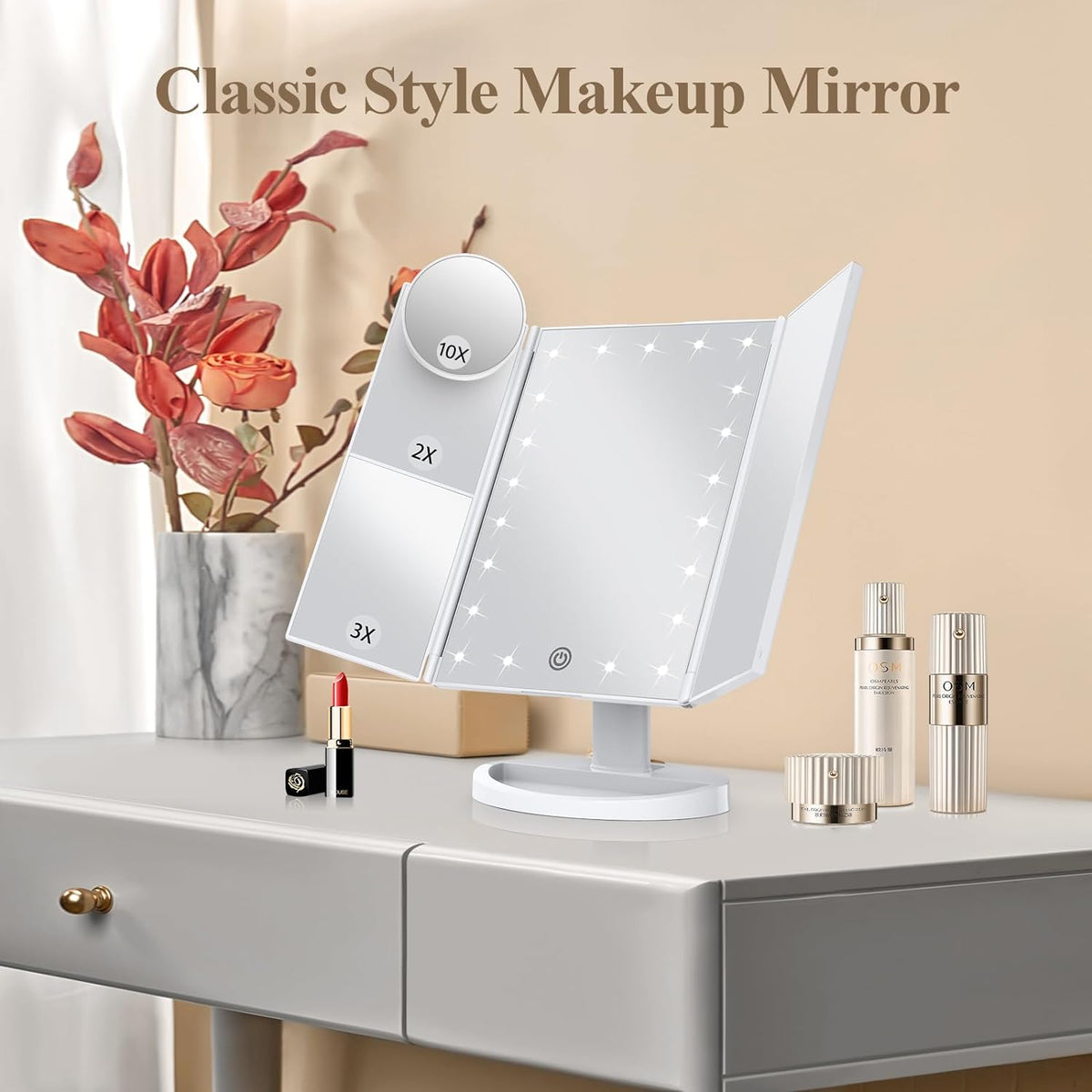 IlluminePro Tri-Fold Lighted Makeup Mirror