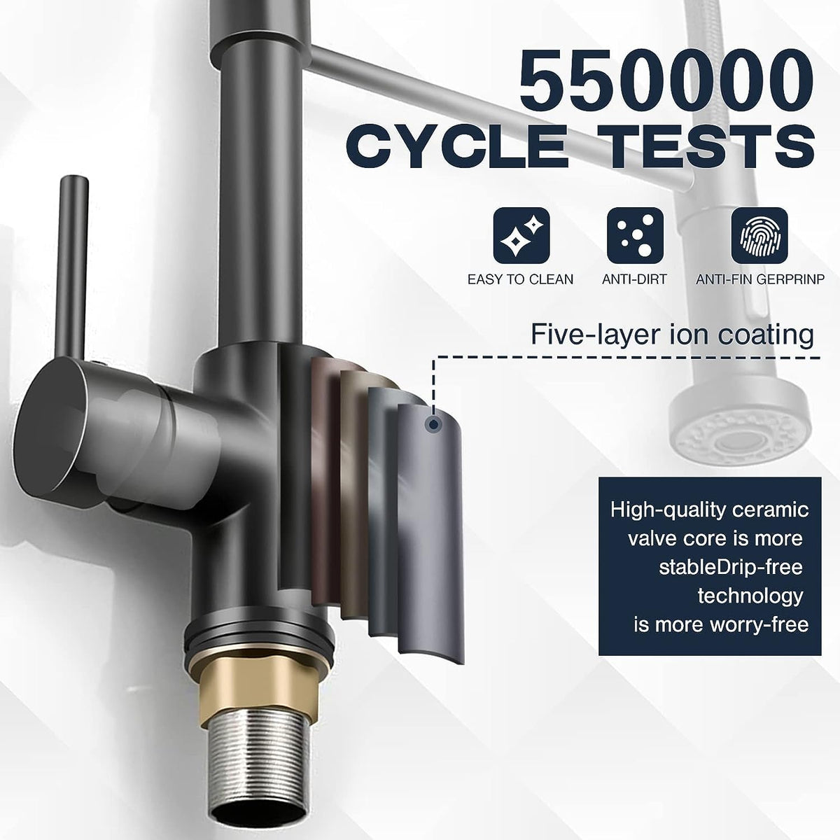 Versatile Kitchen Faucet with Flexible Pull-Down Sprayer