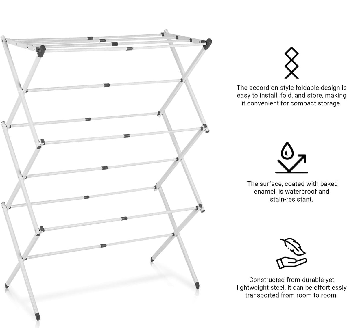 Foldable 3-Tier Clothes Drying Rack