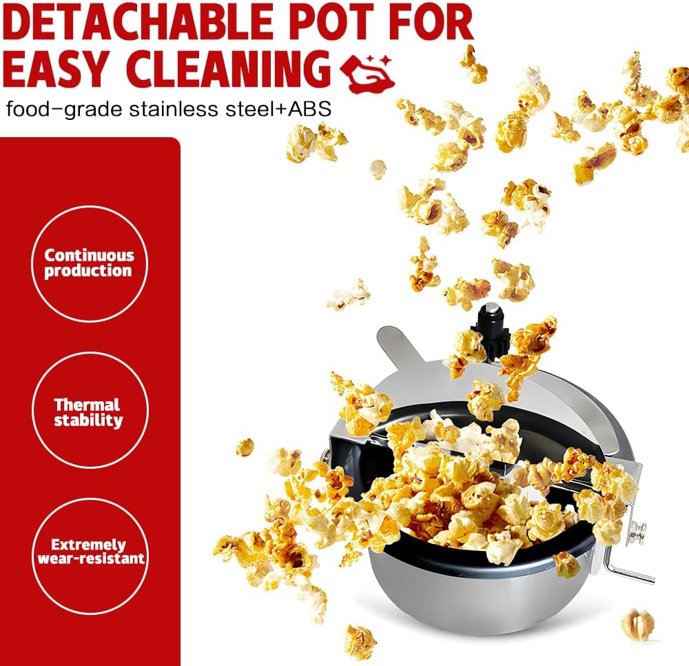 Electric Tabletop Popcorn Machine in Retro Red with Timer