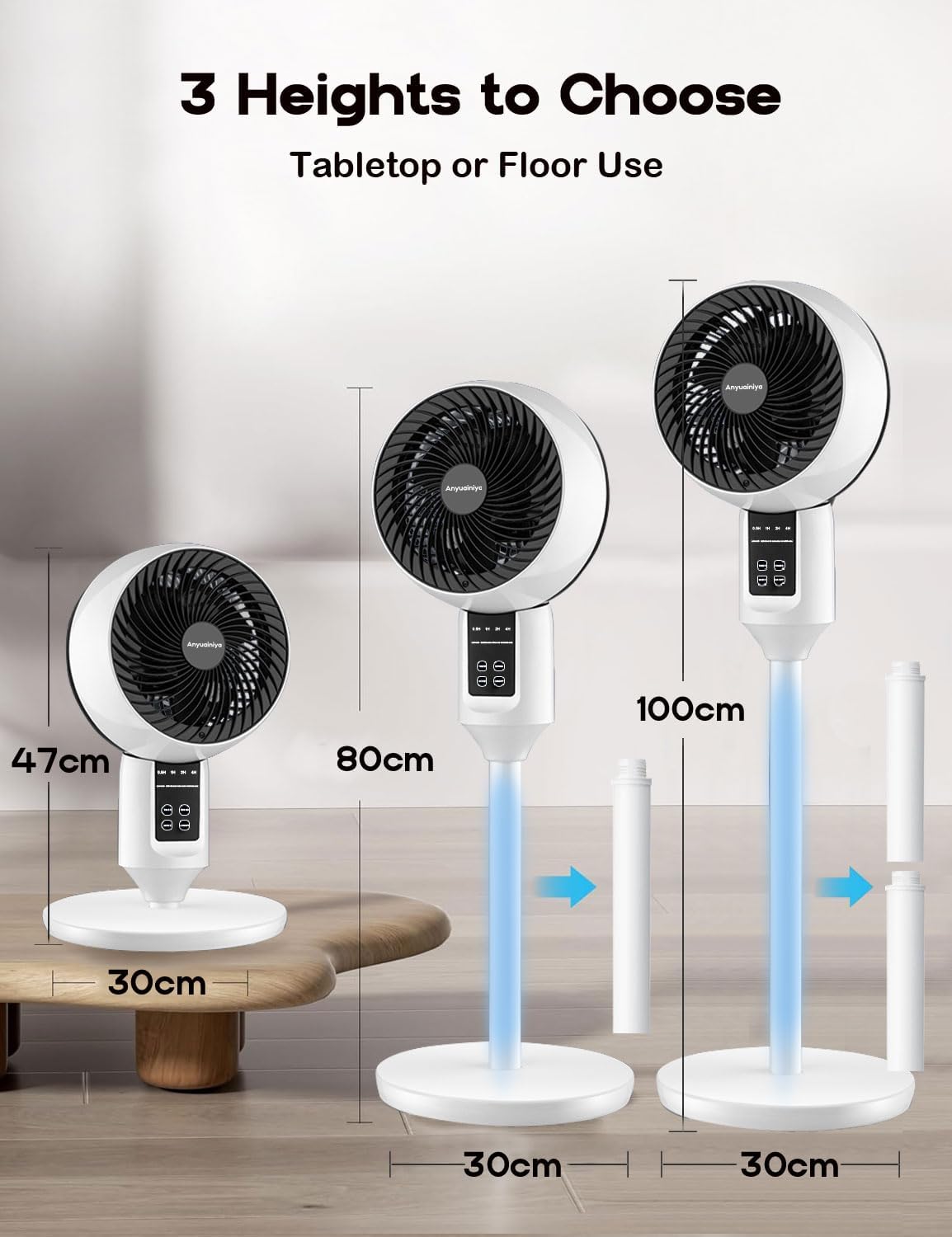 3D Oscillating Adjustable Pedestal Fan