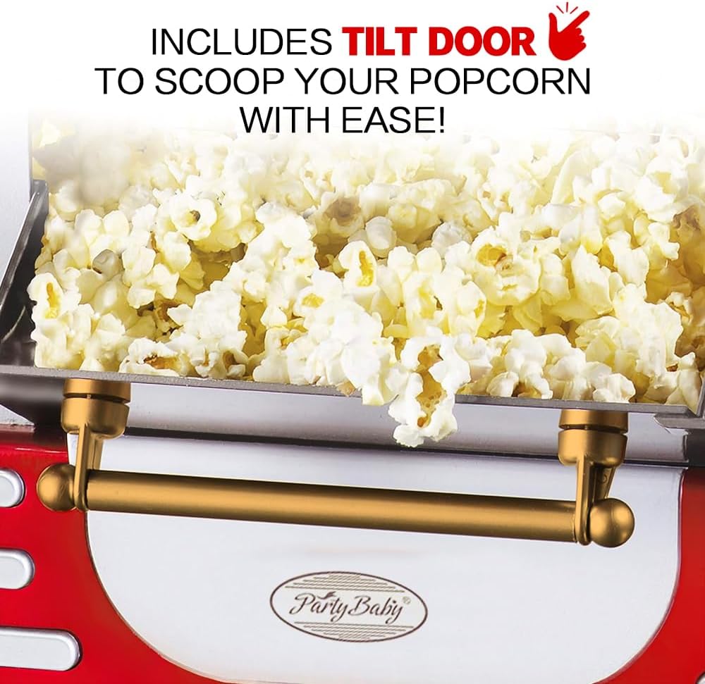 Electric Tabletop Popcorn Machine in Retro Red with Timer