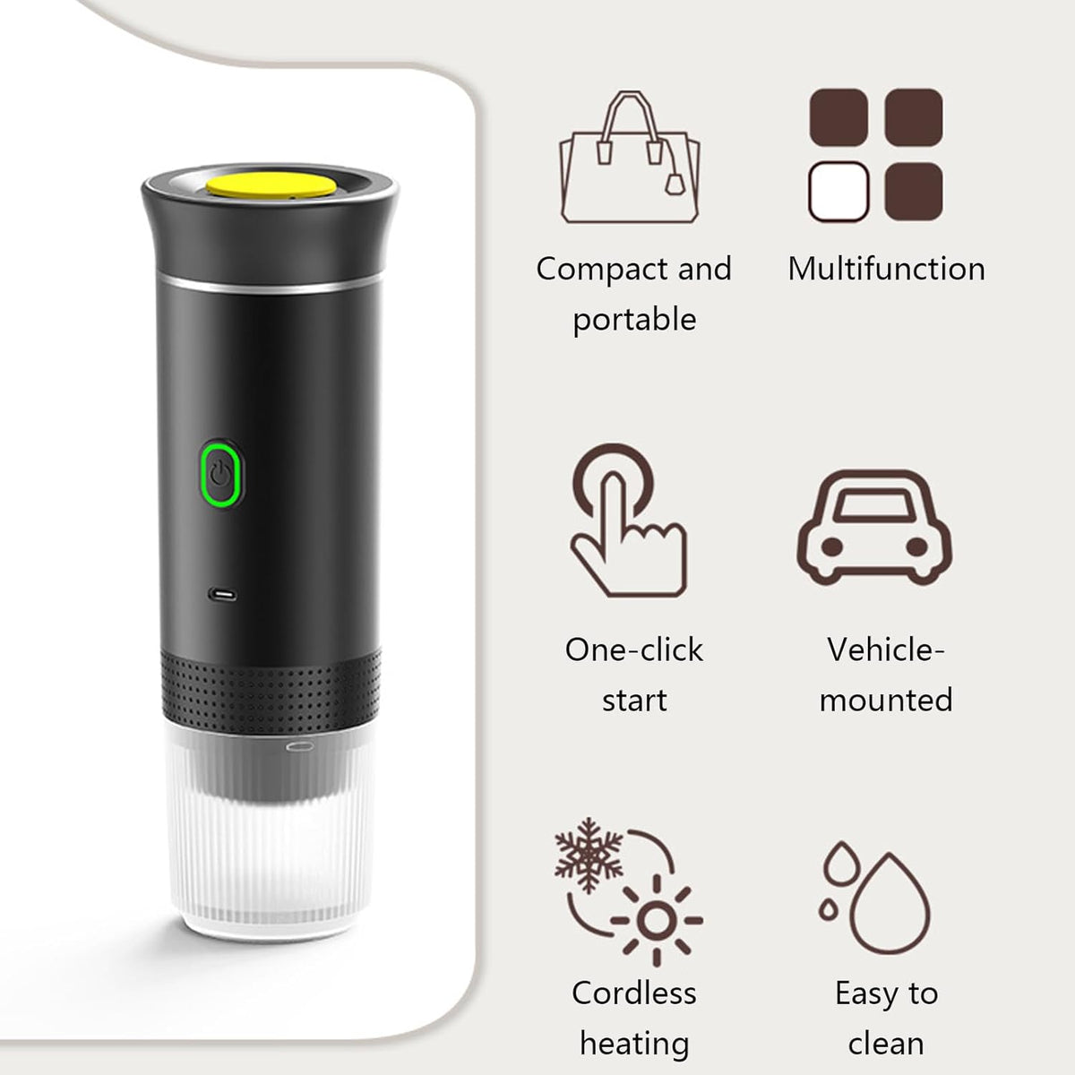 Rechargeable Battery Espresso Maker – 3-in-1 Portable Machine
