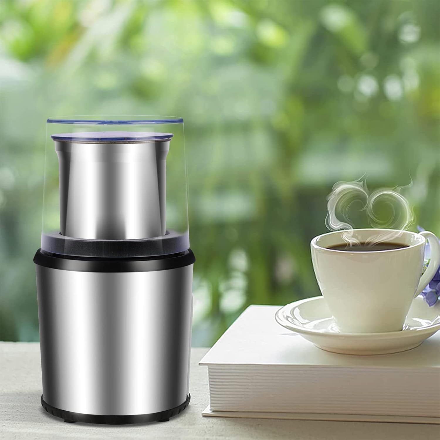 Electric Grinder for Coffee and Spices with Detachable Cup