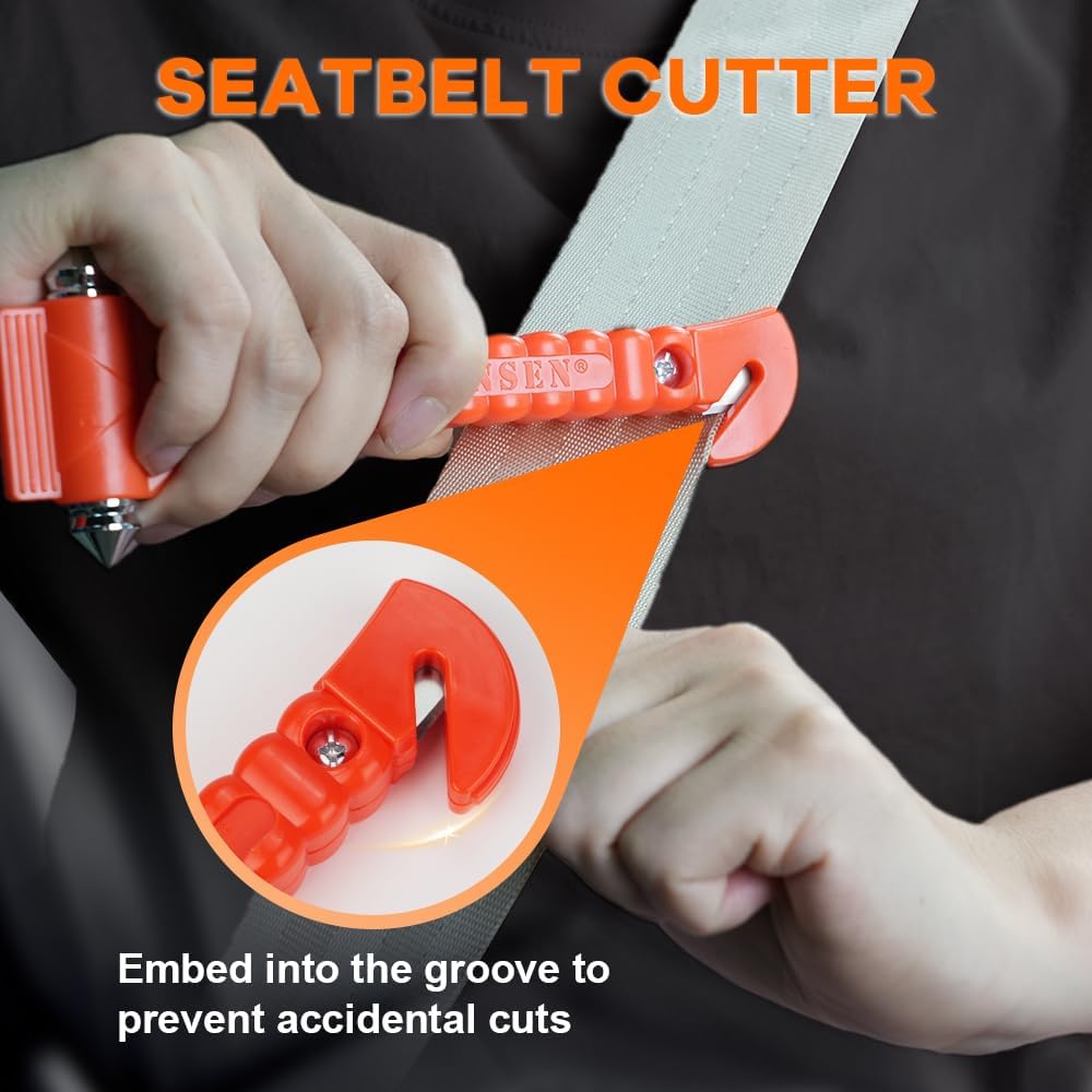 Emergency Escape Tool Kit: 2-in-1 Car Window Breaker & Seatbelt Cutter