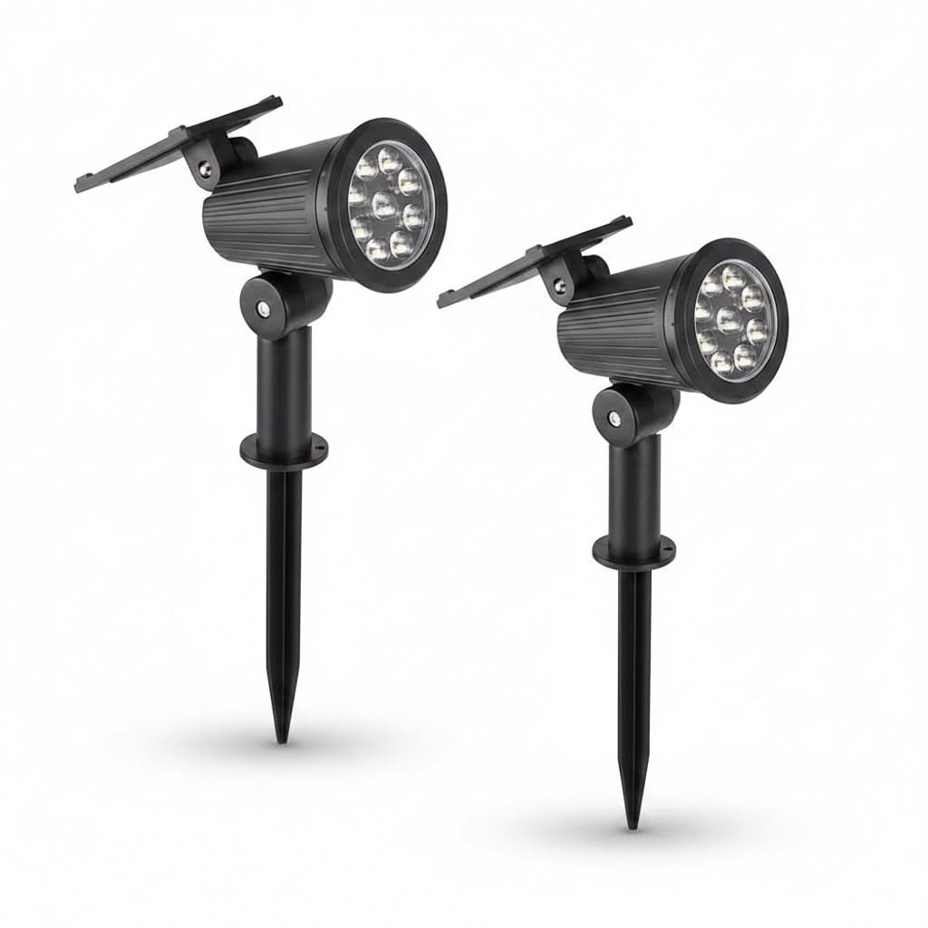 Vibrant Solar-Powered RGB Spotlights for Outdoor Decor