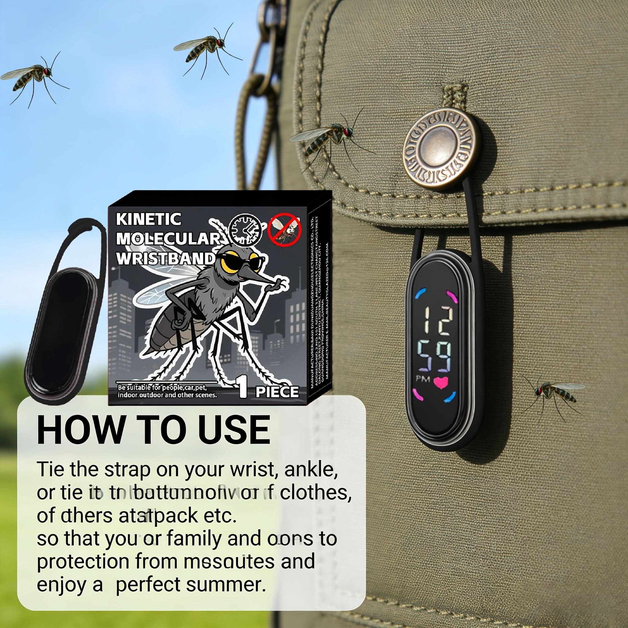 InsectGuard – Sleek Mosquito Defense Wristband for Outdoor Fun
