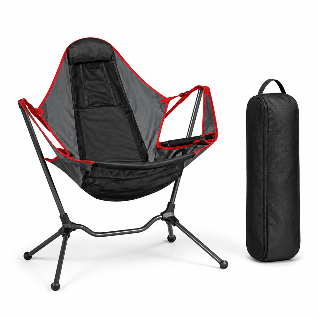 Reclining Outdoor Chair (Folding Frame, Headrest, Carrying Bag)