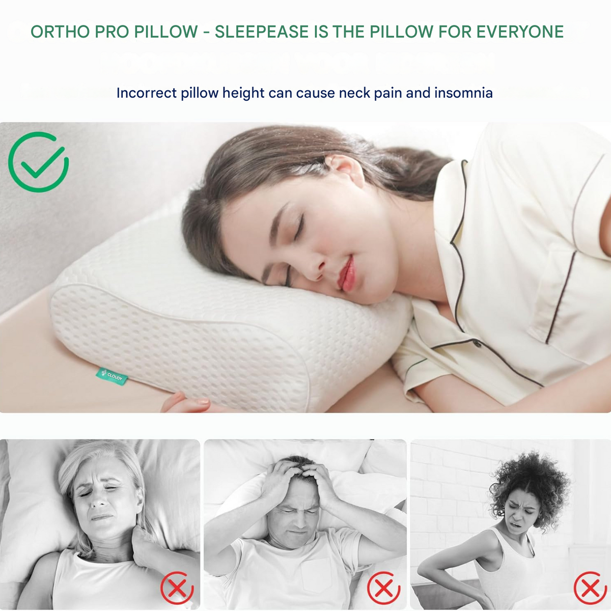 SleepEase Orthopedic Support Pillow