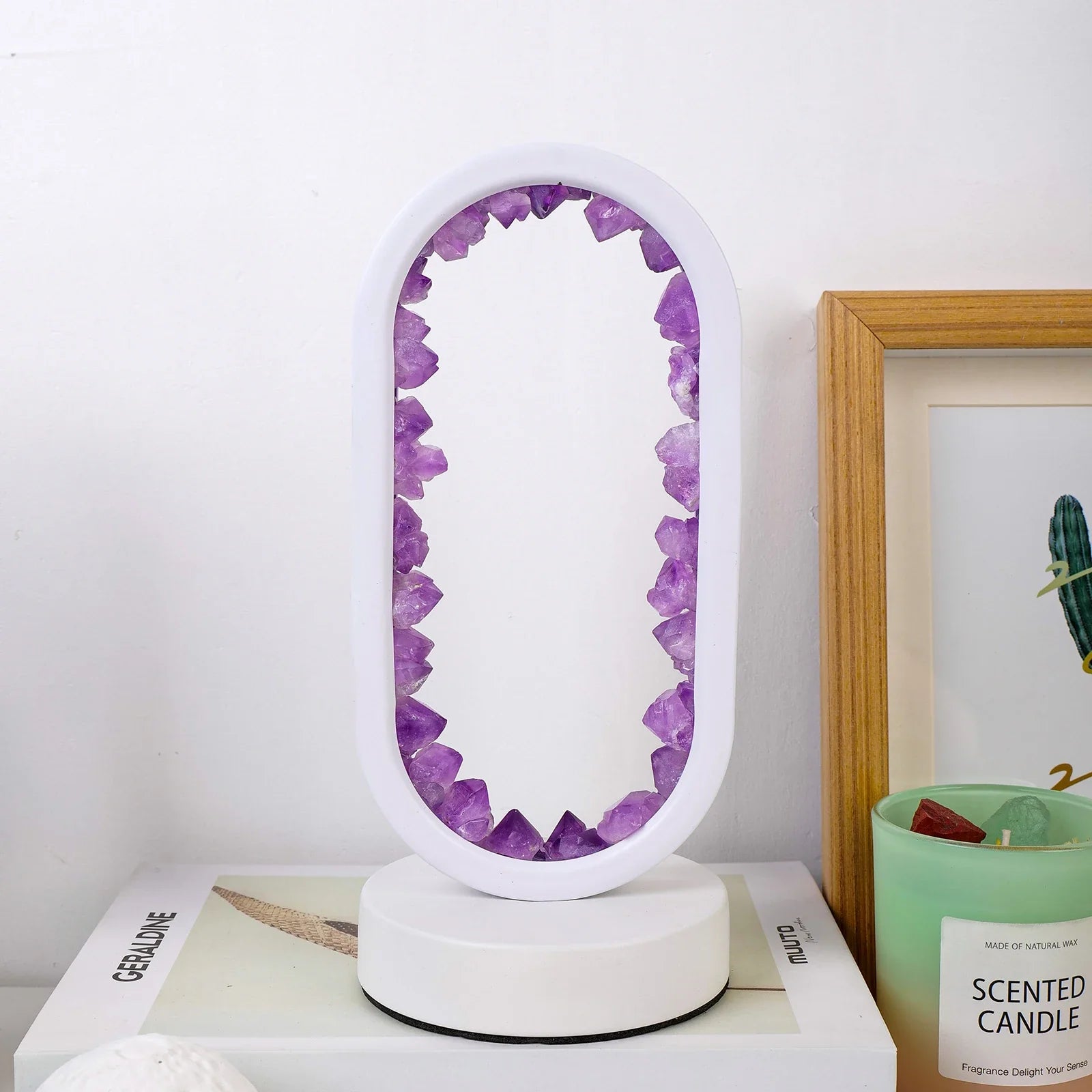 Natural Amethyst Table Lamp - Artisan Crafted