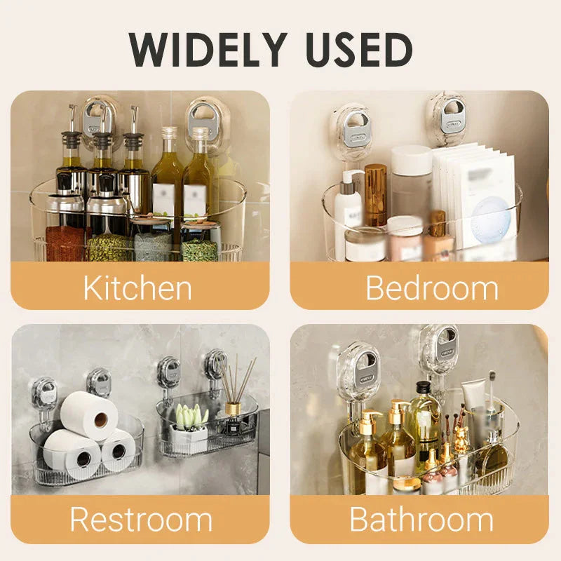 Versatile Wall-Mounted Storage Organizer with Suction Cups