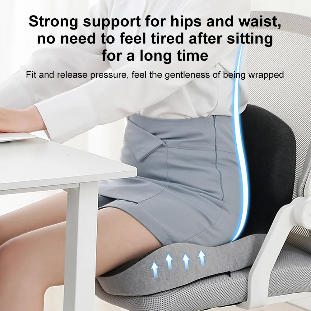 Ergonomic Memory Foam Back Support Seat Cushion