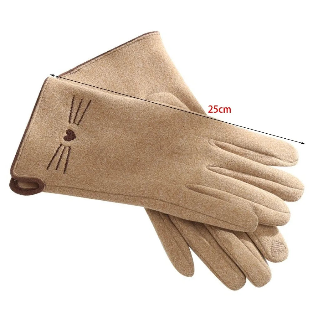 Charming Cat-Themed Touchscreen Winter Gloves for Women