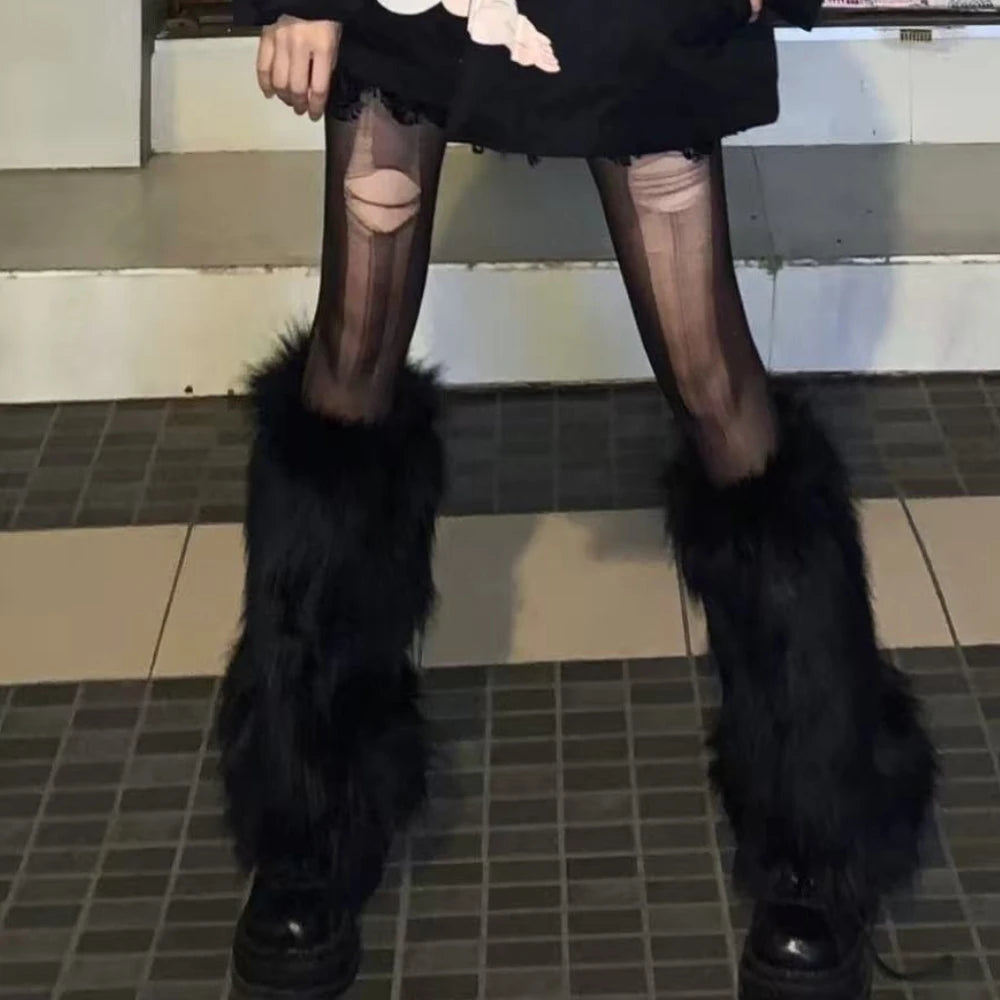 Chic Faux Fur Winter Leg Warmers for Stylish Comfort