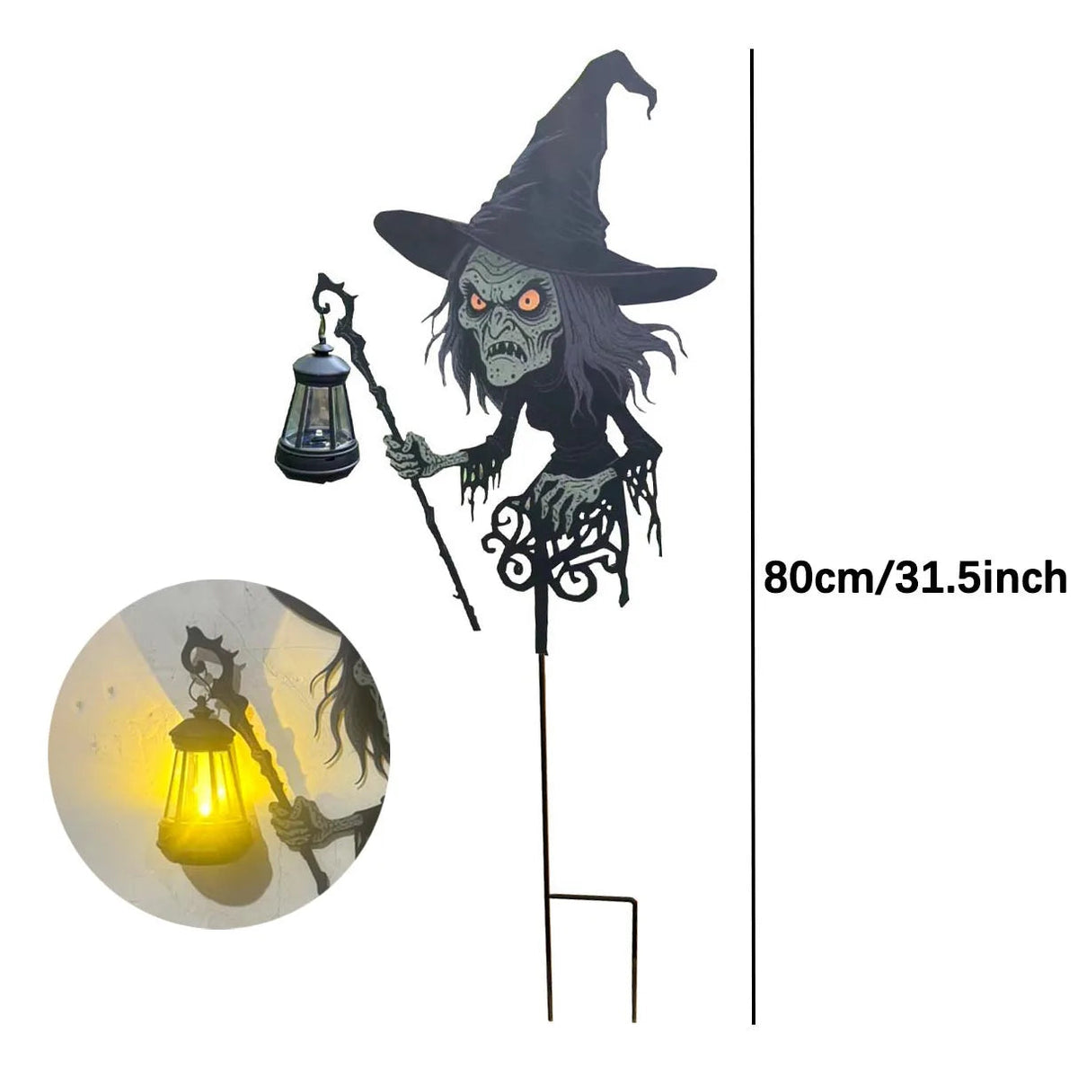 Illuminated Witch Garden Sculpture for Halloween Festivities