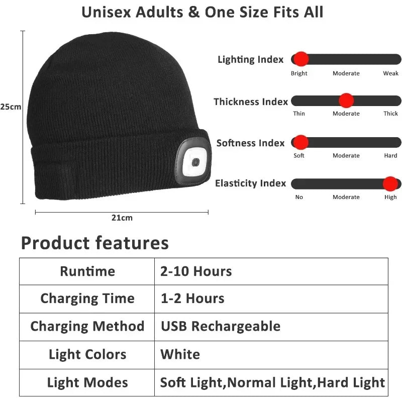 Illuminated Winter Beanie with Rechargeable LED Lights