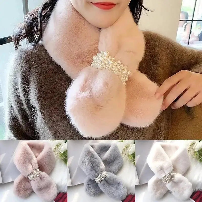 Chic Plush Pearl Winter Wrap Scarf
