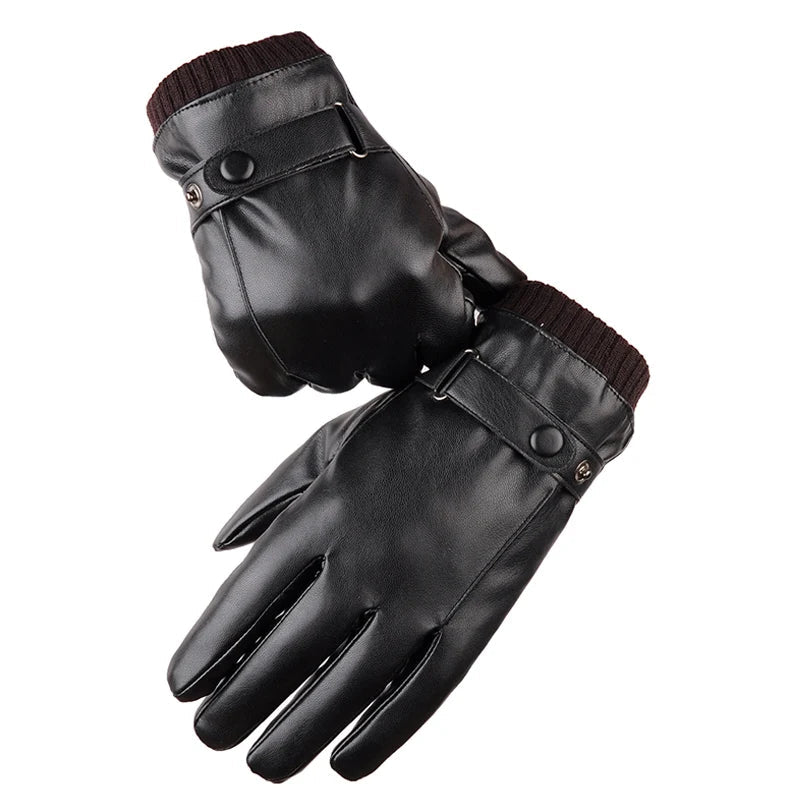 Winter-Ready Touchscreen Leather Gloves for Men