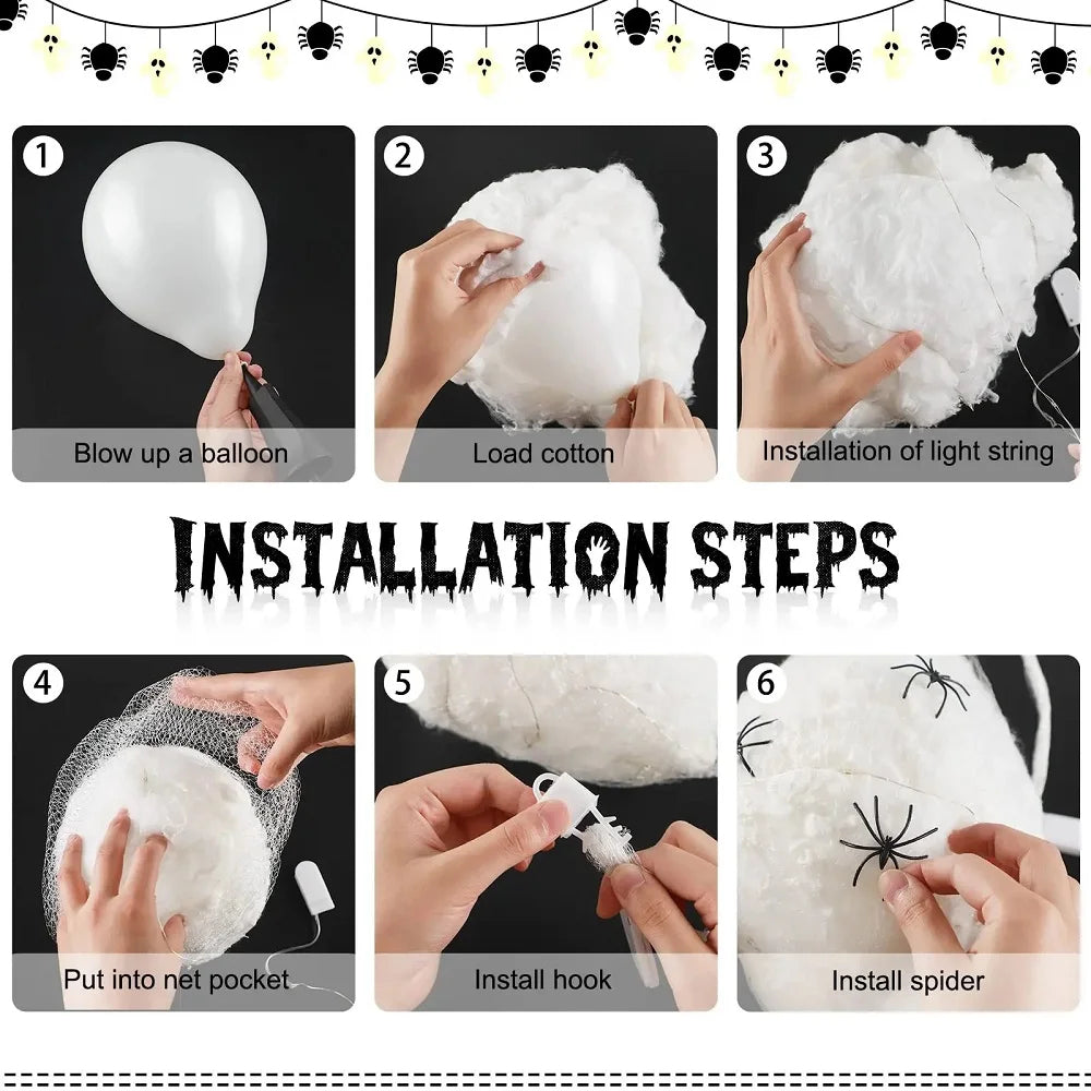 Eerie Glow Spider Nest Halloween Hanging Decoration