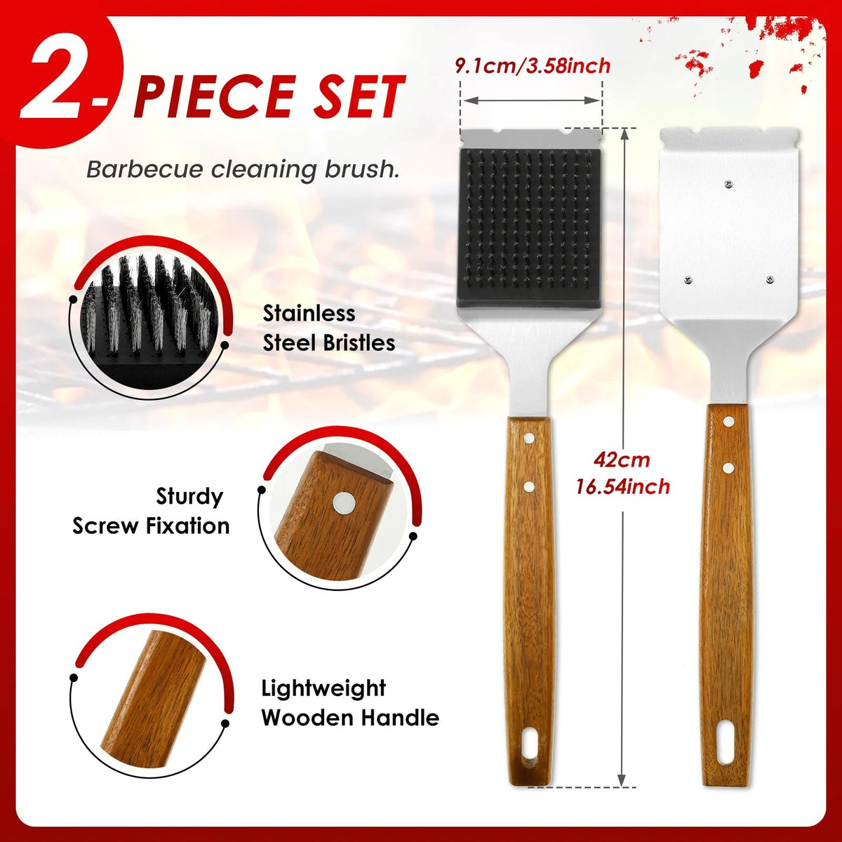 Premium Long-Handled Grill Cleaner with Scraping Tool