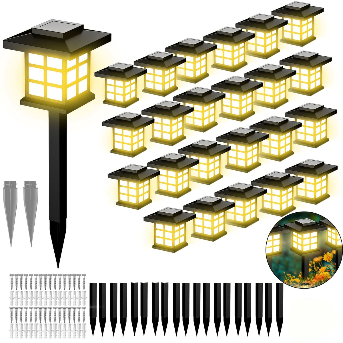 Vibrant Solar-Powered Garden Pathway Lighting Set
