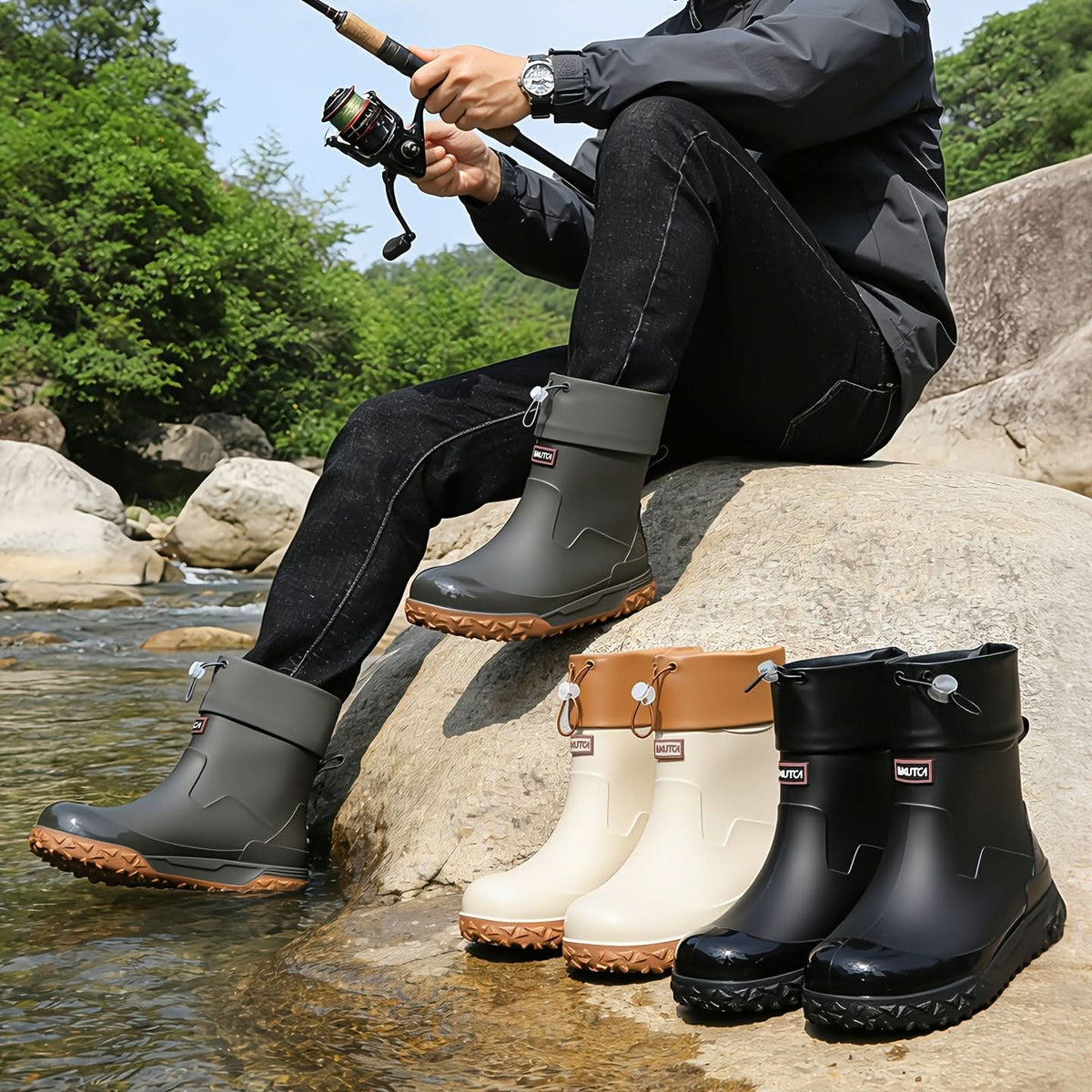 AquaStride - Sleek Waterproof Ankle Rain Boots