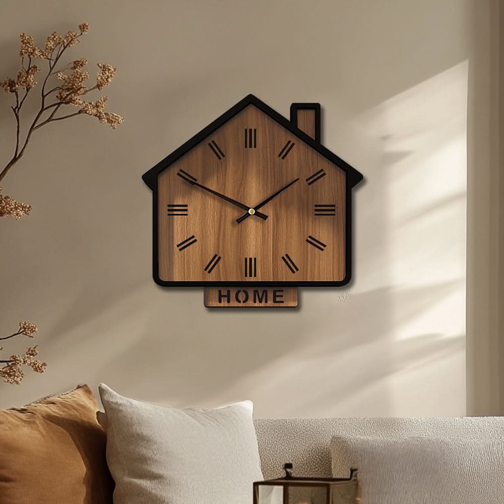 Charming Cottage Shaped Wooden Wall Timepiece