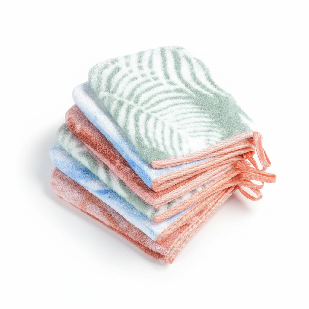 Set of 6 Wash Mitts in Aqua Color