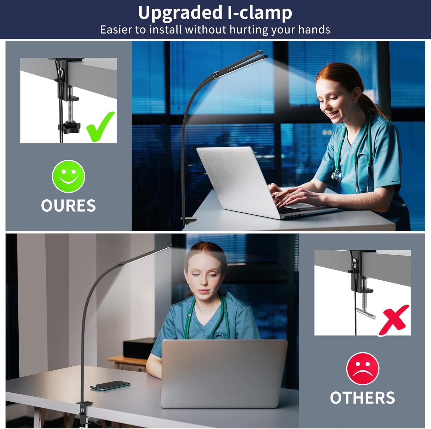 Clip-On Desk Lamp with 77 LEDs and 70 cm Flexible Neck