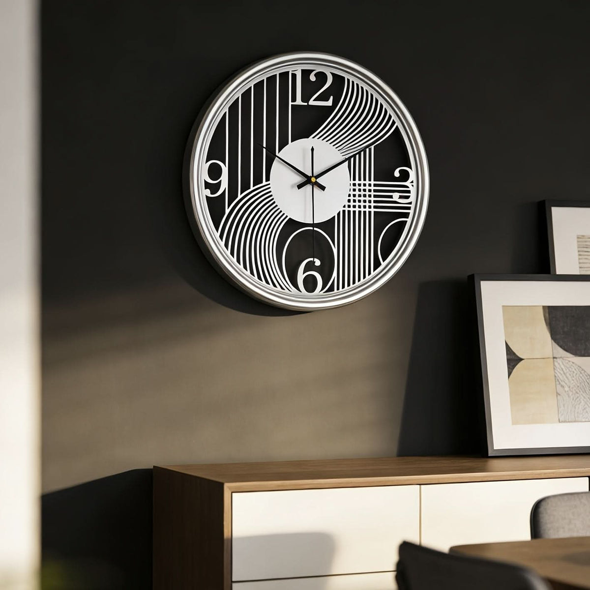 Gilded Harmony – 40cm Silent 3D Iron Wall Clock for Chic Interiors