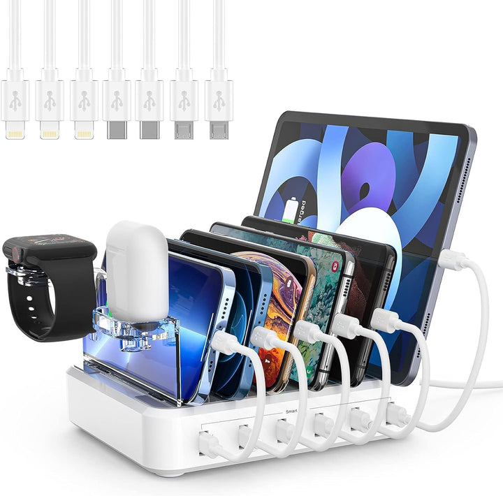 PowerHub 6-Port USB Charging Dock – 60W Multi-Device Organizer