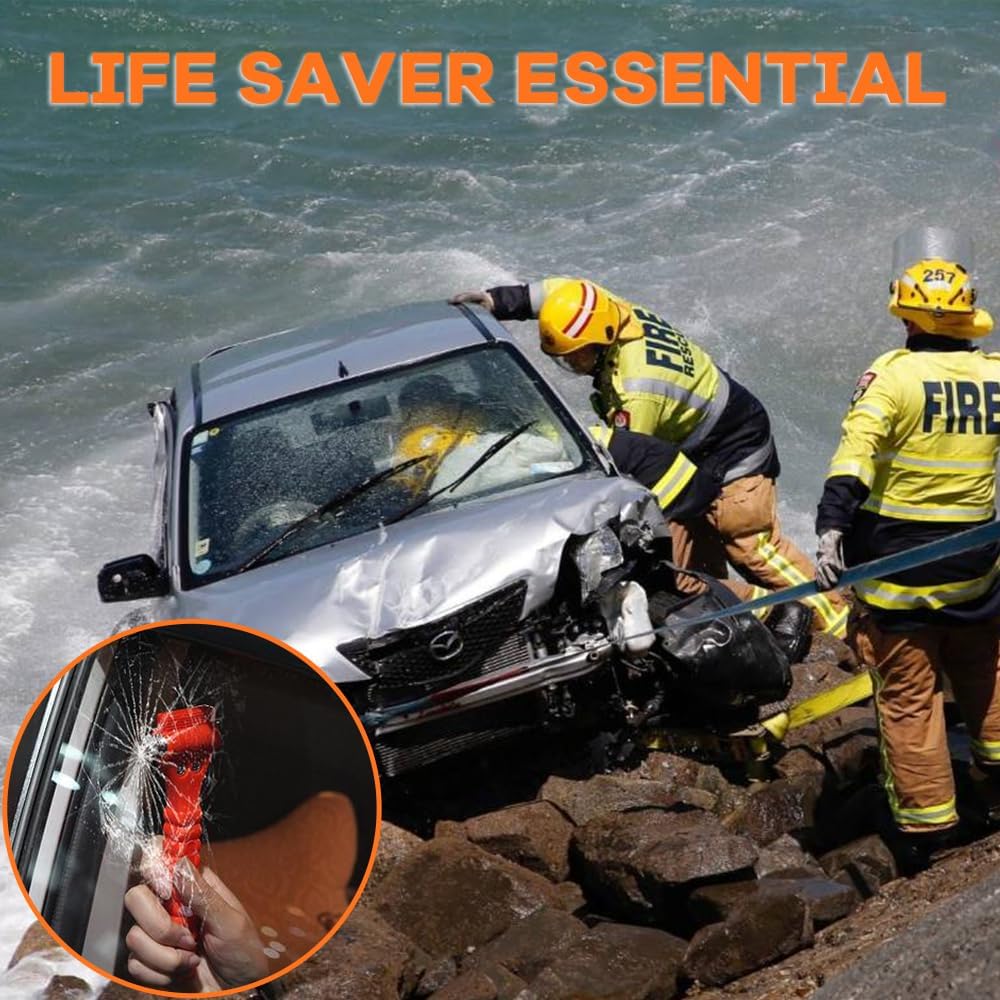 Emergency Escape Tool Kit: 2-in-1 Car Window Breaker & Seatbelt Cutter
